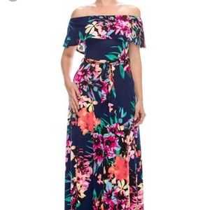 NEWFloral off the shoulder Maxi Dress WITHOUT belt
